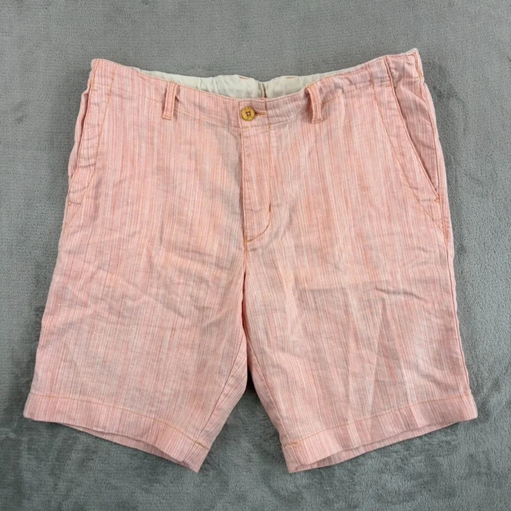 Tommy Bahama Harbor Herringbone Stretch Linen Blend Peach‎ Sorbet Men Large NWOT